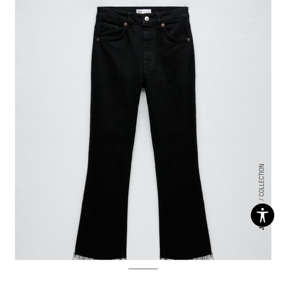 Zara Black Flare Cropped Jeans